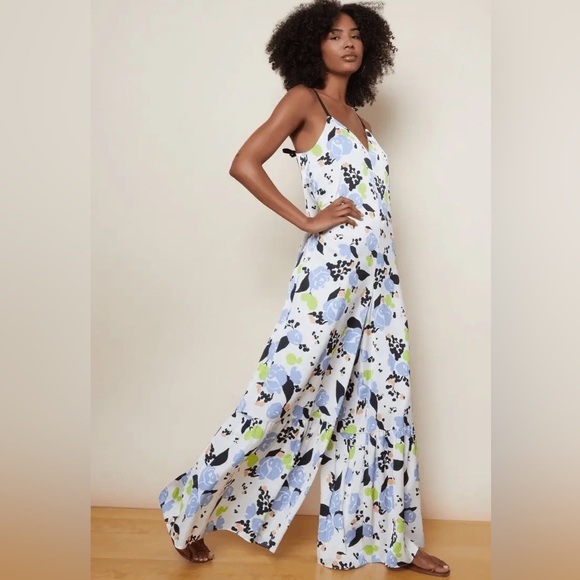 Anthropologie x Hutch Wide Leg Floral Satin Jumpsuit- 2X - Picture 1 of 3